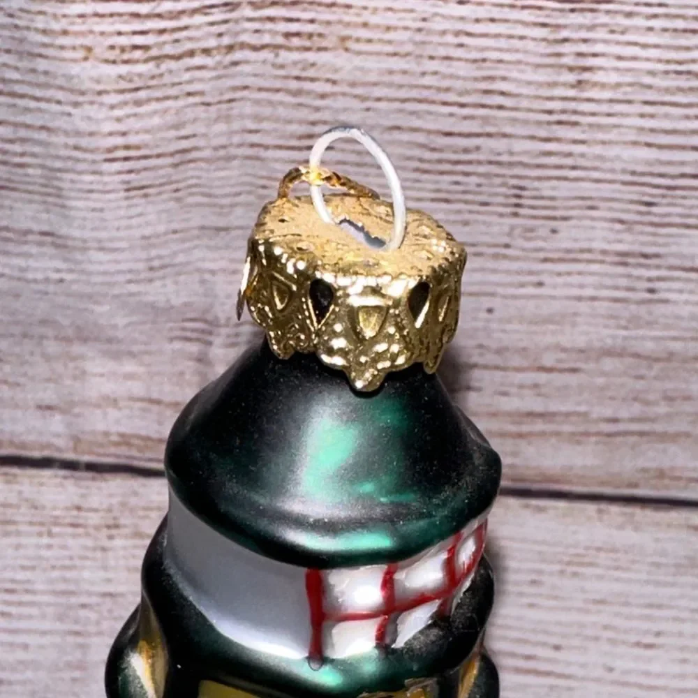 Blown Glass Shore Tower Lighthouse Christmas‎ Ornament Nautical Sea Ornament